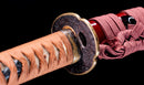 Katana Antigua Japonesa con Saya Roja y Tsuba Fukurin Momiji Dorada