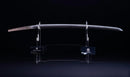 Katana Antigua Japonesa con Koshirae de Laca Negra y Tsuba de Hierro con Motivo de Plumas firmada Chikushi Tadamasa - Hozon